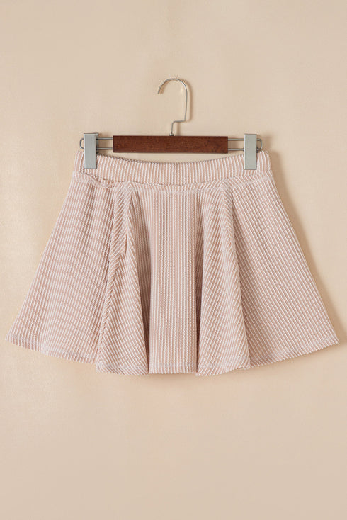 Corded Lantern Sleeve Top Ruffled Mini Skirt Two Piece Dress